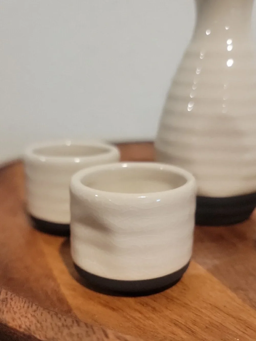 Ceramic Sake Set - Cream and Black